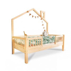 Lit cabane Zoé avec barrière – Accès central