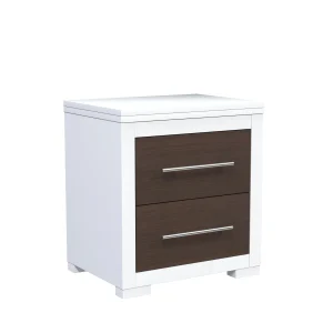 Table de nuit barton pour décoration de chambre, noyer & blanc