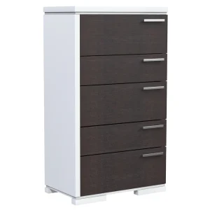 Bureau - 5 Tiroirs - Joe - Blanc et Bois de Grange