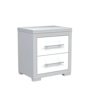 Table de nuit barton pour décoration de chambre, gris clair & blanc