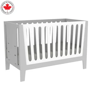 Lit de bébé évolutif jade, gris pâle et blanc