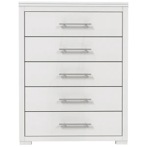 Barton commode de rangement 5 tiroirs pour chambre, blanc