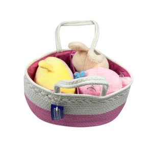 Panier de rangement Boobeyeh en corde de coton rose