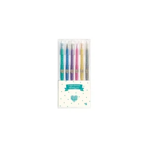 6 stylos gel paillettes