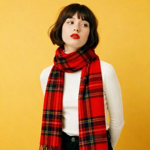 Echarpe tartan en laine d'agneau