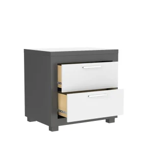 Table de nuit droite alpha pour chambre, gris foncé et blanc