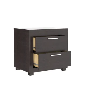 Table de nuit gauche alpha pour chambre, blanc et bois grange