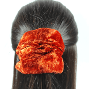 Grand chouchou en velours orange