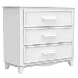 Commode 3 tiroirs bella pour chambre, blanc
