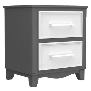 Table de nuit bella pour chambre, gris foncé et blanc