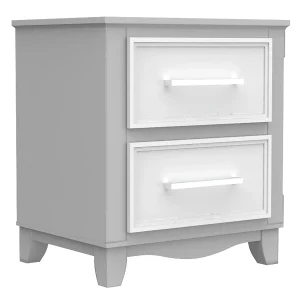 Table de nuit bella pour chambre, gris et blanc