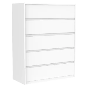 Commode 5 tiroirs farona pour chambre, blanc