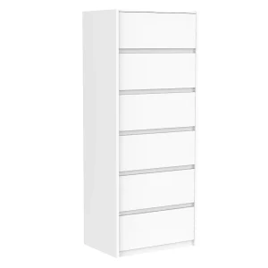 Commode 6 tiroirs farona pour chambre, blanc