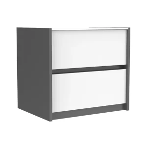 Table de nuit farona pour décoration de chambre, gris foncé & blanc