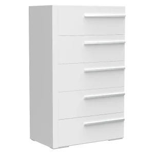 Commode 5 tiroirs gabriella pour chambre, blanc