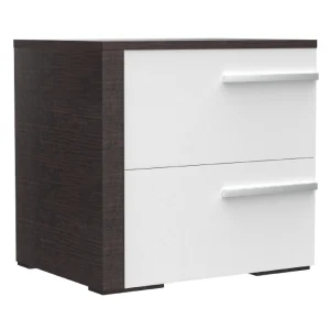 Table de nuit droite gabriella pour décoration de chambre, blanc & bois de grange