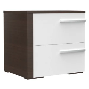 Table de nuit droite gabriella pour décoration de chambre, blanc & noyer