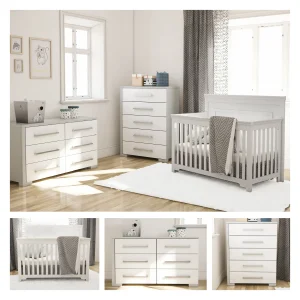 Lit bébé Karlstad - Trio collection joanna gris pâle et blanc