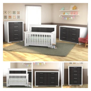 Lit bébé Karlstad - Trio collection karlstad bois-grange et blanc