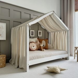 Ciel de lit Cabane B – Beige à pois dorés