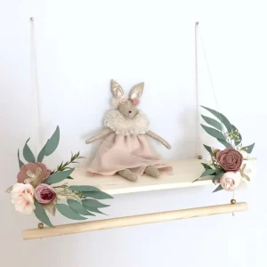 Etagère balançoire fleurie vieux rose