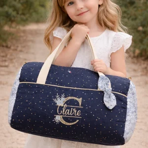 Louison le sac polochon bleu nuit et Adelajda bleu