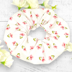 Chouchou femme en coton bio popeline « Pensées » – accessoire artisanal doux & responsable