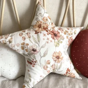 Coussin étoile en coton à motifs