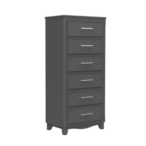 Commode 6 tiroirs bella pour chambre, gris foncé