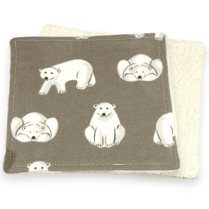 Lingettes bébé lavables en coton bio GOTS – Grandes lingettes réutilisables douces & écologiques motif Ours Polaire