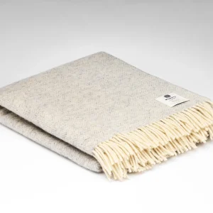 Plaid en laine doux gris nuage