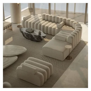 Harmony – Sectionnel Modulaire de Luxe en Tissu Bouclé