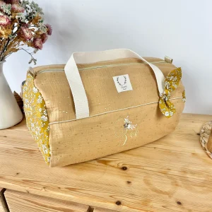 Louison le sac polochon enfant gaze camel et Liberty capel