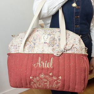 Aimé le sac à langer  matelassé tomette et Liberty Adelajda