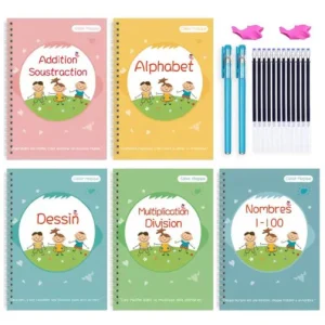 ⭐ 5 cahiers d'écritures magiques ⭐ à encre effaçable  Pack complet pour enfants de + de 3 ans ⭐FRANCAIS ⭐ ANGLAIS ⭐OU ARABE (Copie)