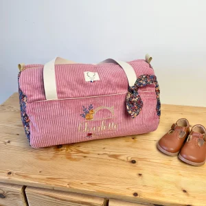 Louison le sac polochon enfant velours et Liberty Wiltshire burnt