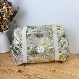 Hélène le sac week-end souple feuilles dorées