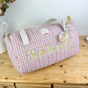Louison le sac polochon adulte Liberty Félicité et vichy rose Maman cool
