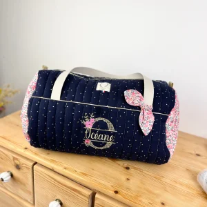 Louison le sac polochon enfant matelassé Liberty Wiltshire Pois de senteur