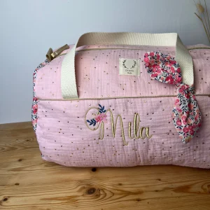 Louison le sac polochon enfant rose poudré et Liberty wtilshire