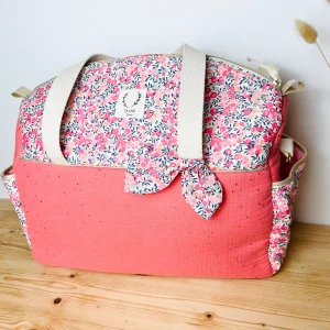 Aimé le sac à langer corail et Pois de senteur