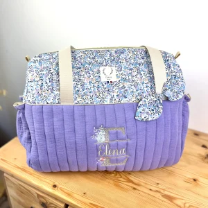 Aimé le sac à langer matelassé lilas et Liberty wiltshire