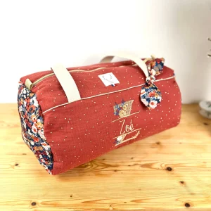 Louison le sac polochon enfant tomette doré et Liberty thorpe burnt