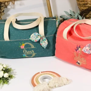 Louison le sac polochon corail ou eucalyptus