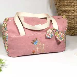 Louison  le sac polochon enfant rose thé doré et poppy moutarde