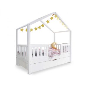 Lit cabane blanc avec tiroir Noah 90×190 cm