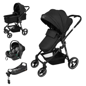 Poussette 4en1 - Coque I-Size + embase I-Lou Noir - 0m+