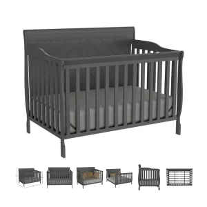 Lit de bébé évolutif lauren, gris foncé