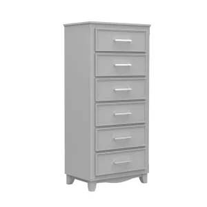 Commode 6 tiroirs bella pour chambre, gris clair