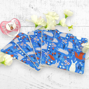 Lingettes bébé lavables coton bio GOTS – lot 5 zéro déchet en popeline & micro‑éponge artisanales
